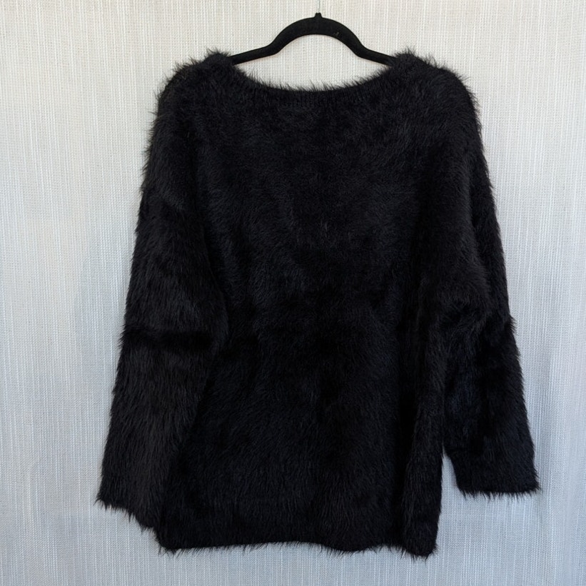 Prod Bldg Kitty Fluffy Sweater Womens S Black Knit Long Sleeve Oversized — image 3 of 7